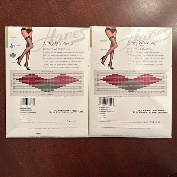 Brand New Hanes Silk Reflections Set of Two Pairs Thigh Highs Black Sheer Hose - Picture 3 of 14